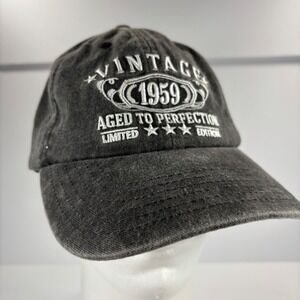 Vintage 1959 Aged To Perfection Men Hat OS Black Washed Cotton Cap CKETDYO